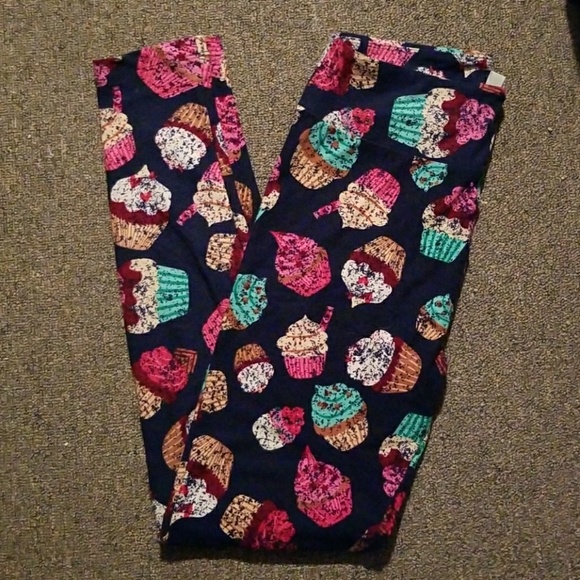 LuLaRoe Pants - HTF NWOT Lularoe Navy Colorful Cupcake OS Leggings